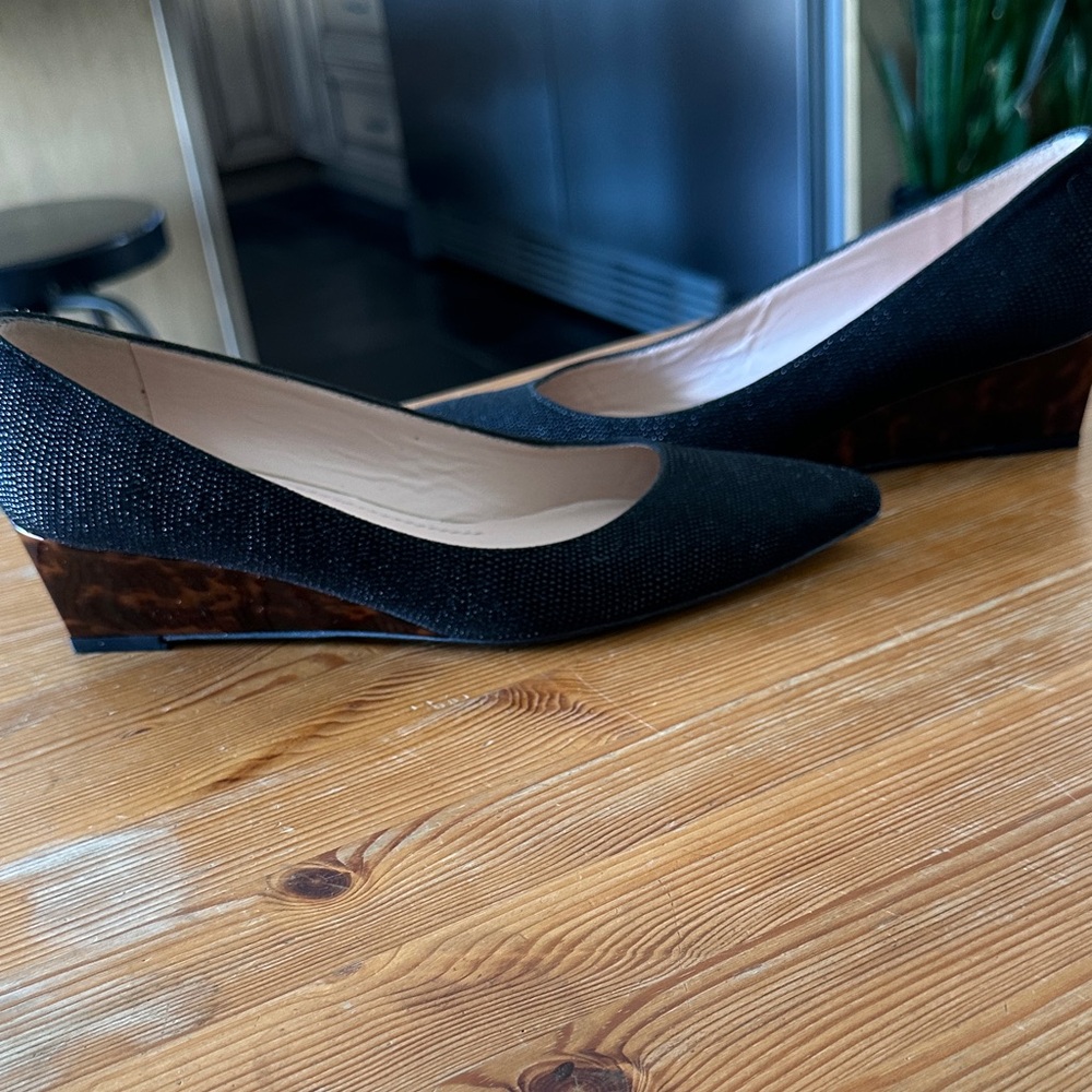 Stuart Weitzman Black Tortoise shell Wedge Pumps